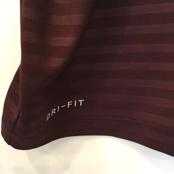 Nike DRI-FIT Men's 2-Button Golf Polo Shirt Sz XXL in Burgundy Stripe Activewear - Picture 5 of 11